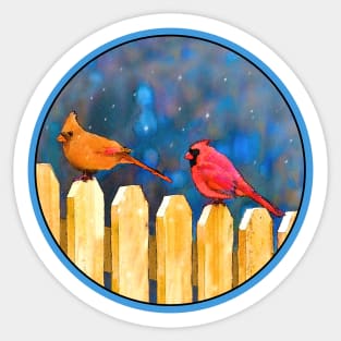 Cardinals on the Fence Sticker